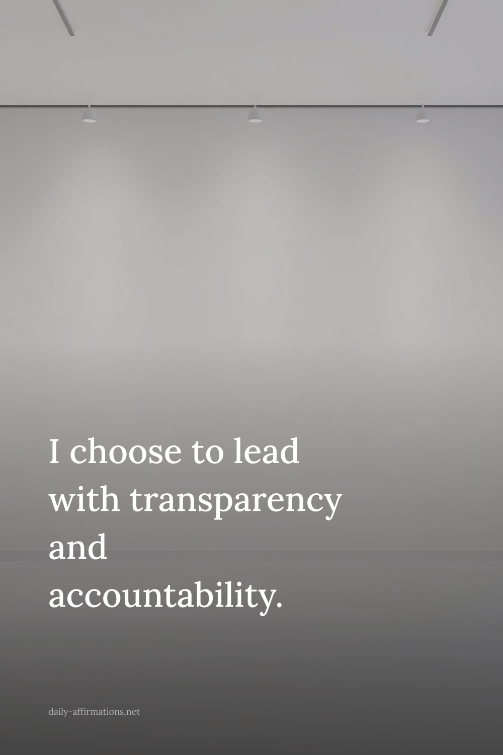I choose to lead with transparency and accountability.