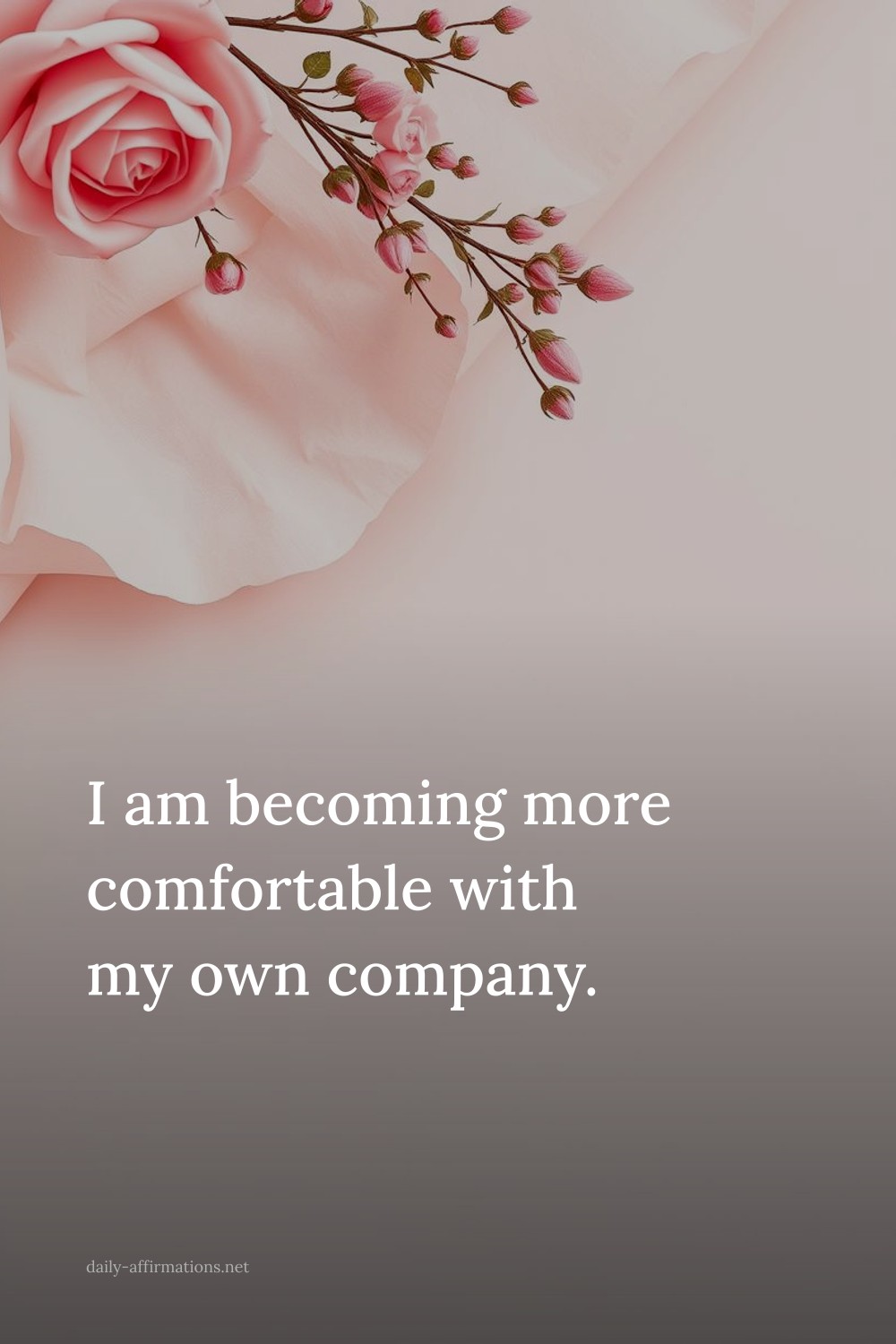 I am becoming more comfortable with my own company.